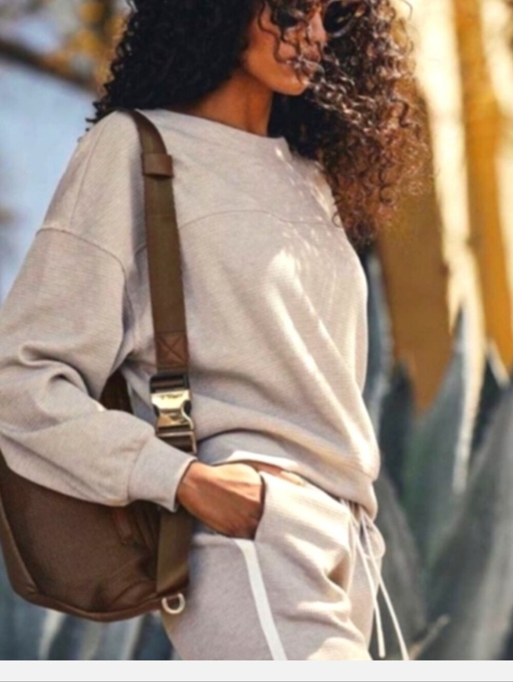 VARLEY Heathered Waffle Knit Arvin Thermal Pullover Top